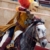 Ein Ritter auf einem Pferd in der Rittershow im spanischen Bereich im Europa-Park.